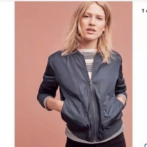 Anthropologie Hei Hei Journey Teal Bomber Jacket